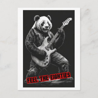Panda playing Rock, says: Feel the Eighty's on a Holiday Postcard