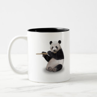 Panda playing the Flute T-Shirt Two-Tone Coffee Mug