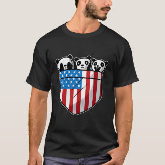 Panda Pocket 4Th Of July Usa Flag Patriotic Toddle T-Shirt