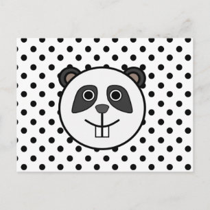 Panda Polka dot dots black white Postcard