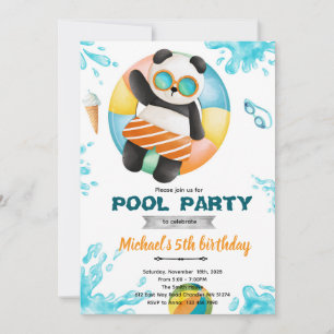 Panda Pool Party Birthday Invitation