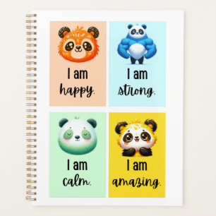 panda positive affirmations for kids planner