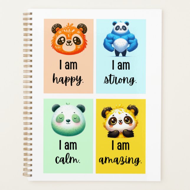 panda positive affirmations for kids planner (Front)