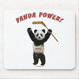 Panda Power Hockey Bear Mouse Pad