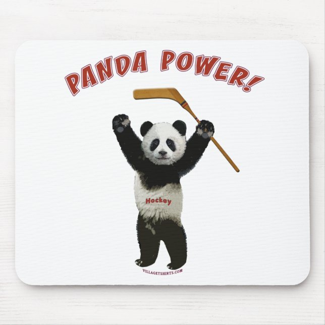 Panda Power Hockey Bear Mouse Pad (Front)