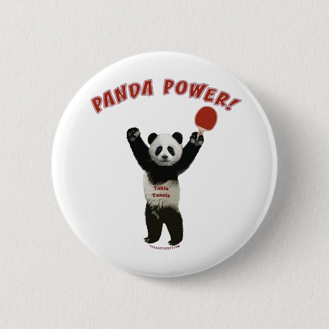 Panda Power Ping Pong 6 Cm Round Badge (Front)