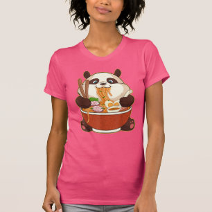 PANDA POWERED BY RAMEN   Fat Panda Eating Ramen T-Shirt