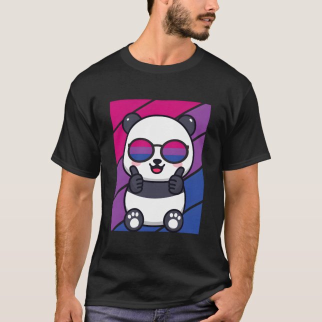 Panda Pride Biual Flag Lgbtq Proud Ally Pride Supp T-Shirt (Front)