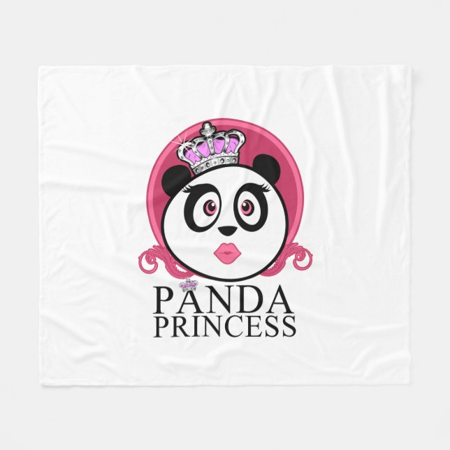 Panda Princess Cute Panda Queen Crown Fleece Blanket (Front (Horizontal))