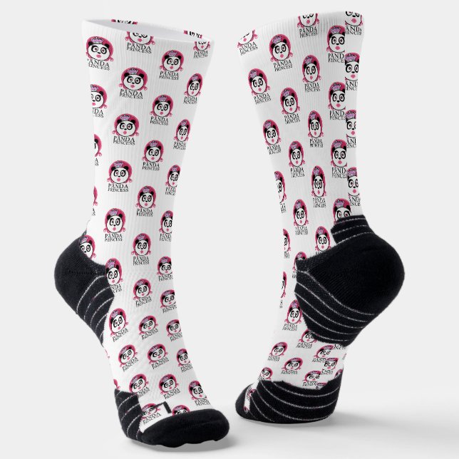Panda Princess Cute Panda Queen Crown Pattern Socks (Angled)