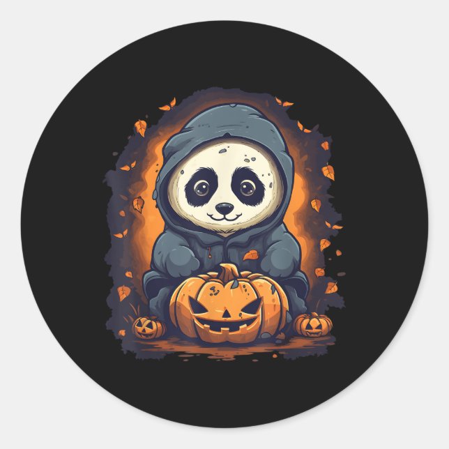 Panda Pumpkin Panda Halloween Classic Round Sticker (Front)