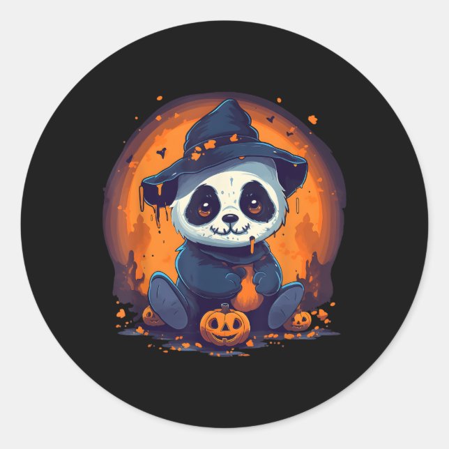 Panda Pumpkin Panda Halloween Classic Round Sticker (Front)