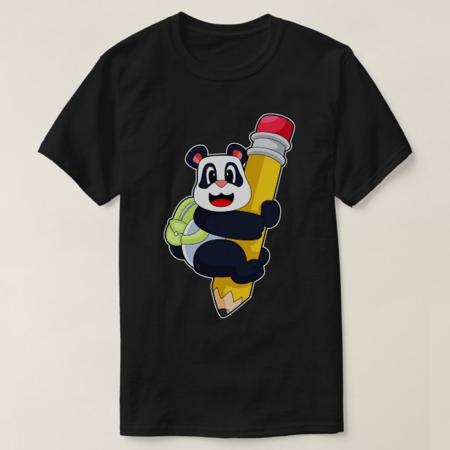Panda Pupil Pencil T-Shirt (Design Front)