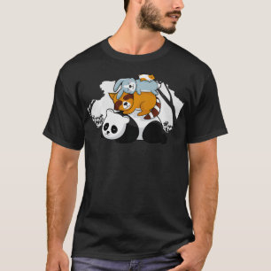 Panda Racoon Rabbit Hamster Cute Sleeping Animals T-Shirt