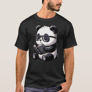 Panda Reading Book Kawaii Bookworm Librarian T-Shirt