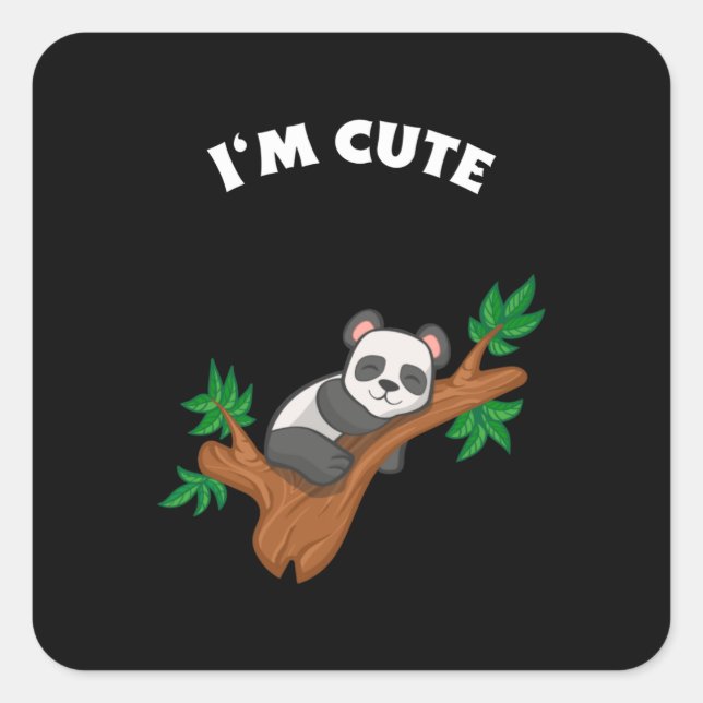 Panda Relaxing – I'm Cute Square Sticker (Front)
