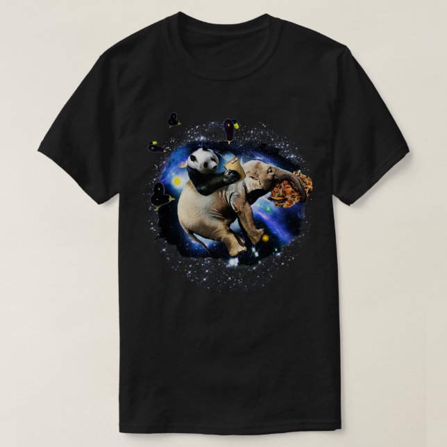Panda Riding Elephant T-Shirt (Design Front)