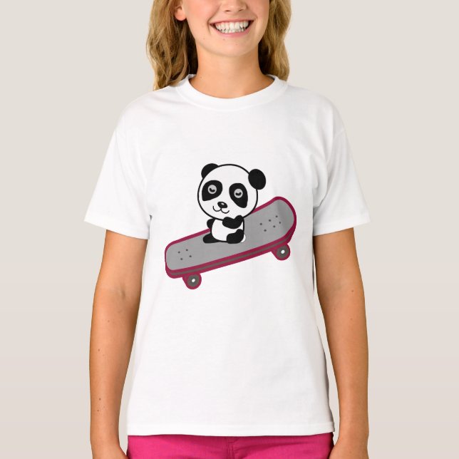 Panda riding on skateboard T-Shirt (Front)