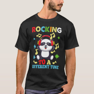 Panda Rocking To A Different Tune Autism Awareness T-Shirt