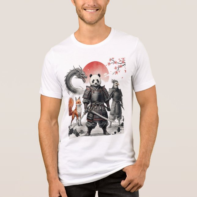 Panda Samurai & Mythical Warriors Fantasy Art Tri-Blend Shirt (Front)