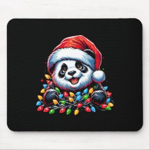 Panda Santa Christmas Light Christmas Panda Pajama Mouse Pad