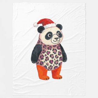 Panda Santa Hat Blanket - Leopard Print