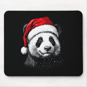 Panda Santa Hat Funny Panda Lovers Christmas Xmas Mouse Pad