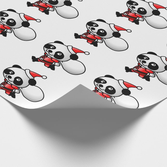 Panda Santa Wrapping Paper (Corner)