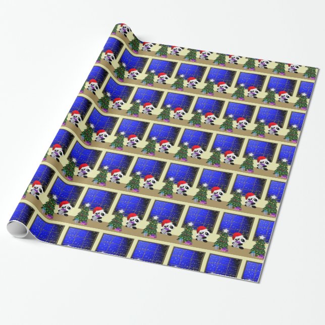 Panda Santa Wrapping Paper (Unrolled)
