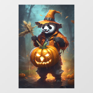 Panda Scarecrow with Jack-O-Lanterns