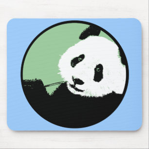 panda. seagreen circle. mouse pad