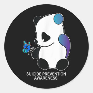 Panda Semicolon Butterfly Suicide Prevention Aware Classic Round Sticker