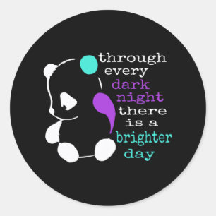 Panda Semicolon Gift Suicide Prevention Awareness Classic Round Sticker