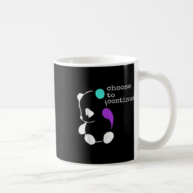 Panda Semicolon Gift Suicide Prevention Awareness  Coffee Mug (Right)