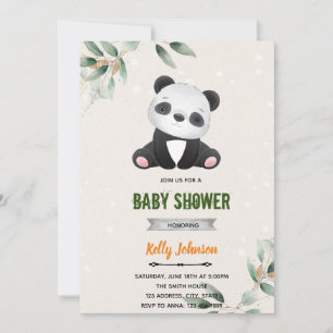Panda shower birthday invitation