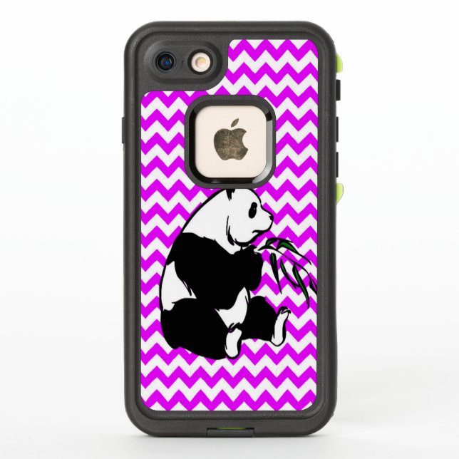 Panda Silhouette Green Bamboo Pink Chevron LifeProof iPhone Case (Back)