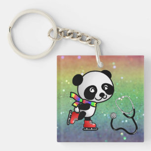 Panda Skate Ice Doctor Nurse Sports Medicine Peace Key Ring