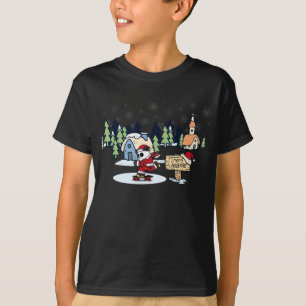 Panda Skateboarder Christmas Design T-Shirt