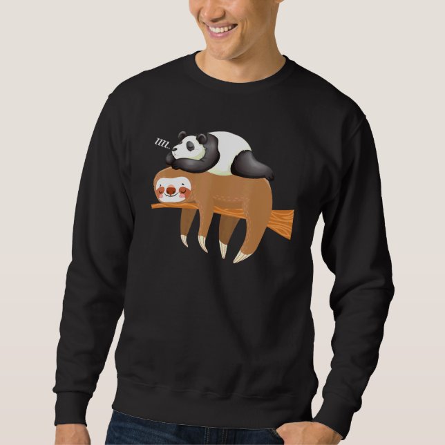 panda sleeping on sloth design sloth sweatshirt (Front)