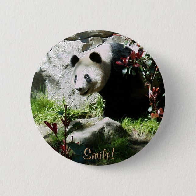 Panda Smile! 6 Cm Round Badge (Front)