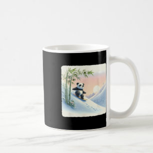 Panda Snowboarding Through Bamboo Snowy Slope. Sno Coffee Mug