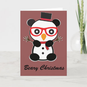 Panda Snowman Christmas Card