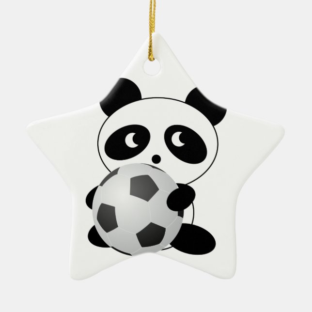 Panda soccer ceramic tree decoration (Front)