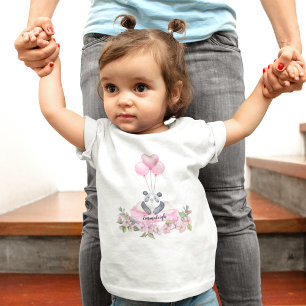 Panda Spring Pink Balloon Florals Baby T-Shirt
