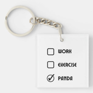 Panda Status Square Keychain