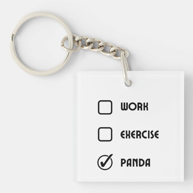 Panda Status Square Keychain (Front)