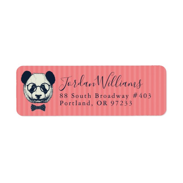Panda Stripes | Add Your Name Return Address Label (Front)