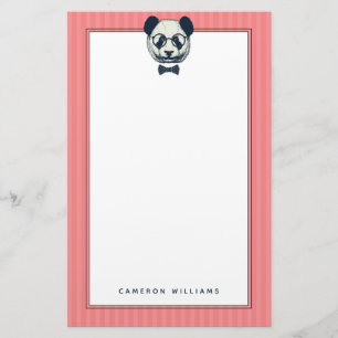 Panda Stripes Add Your Name Stationery