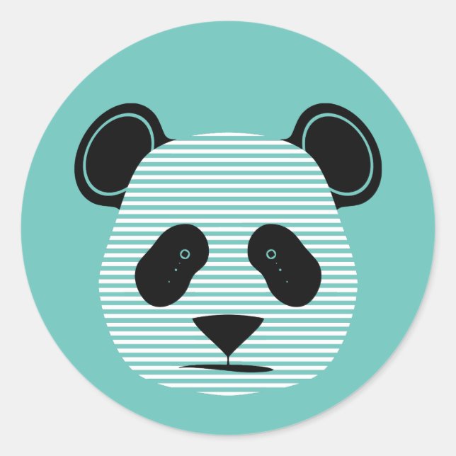 panda stripes classic round sticker (Front)