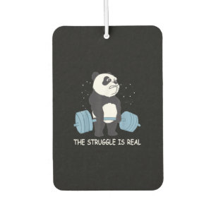Panda Struggle Is Real Bear Deadlift Funny Gym . Car Air Freshener